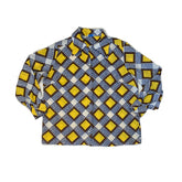 Vintage 70s ladies bold polka dot check pattern blouse size large by Sears